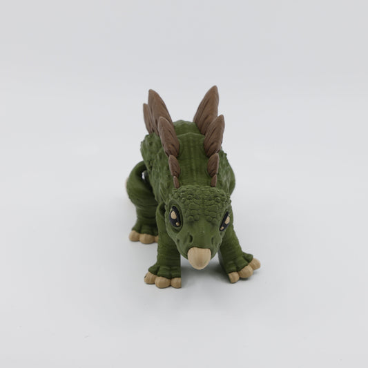 Front view of Stegosaurus fidget – 3D printed articulated sensory toy
