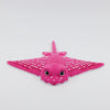 Front view of 3D printed flexible stingray fidget showing detailed facial features and articulated wings in pink