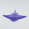 Front view of 3D printed flexible stingray fidget showing detailed facial features and articulated wings in purple