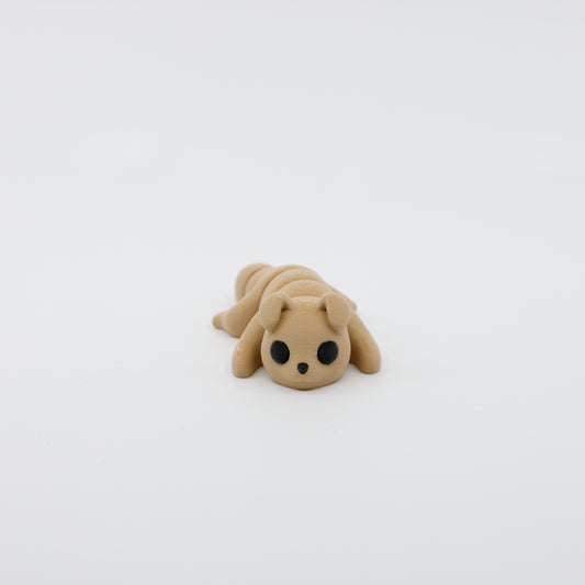 Front view of articulated mini dog sensory fidget with 3D printed ears and cute facial details