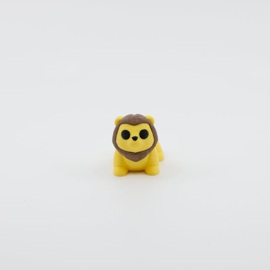 Front view of articulated mini lion sensory fidget with 3D printed mane and cute facial features