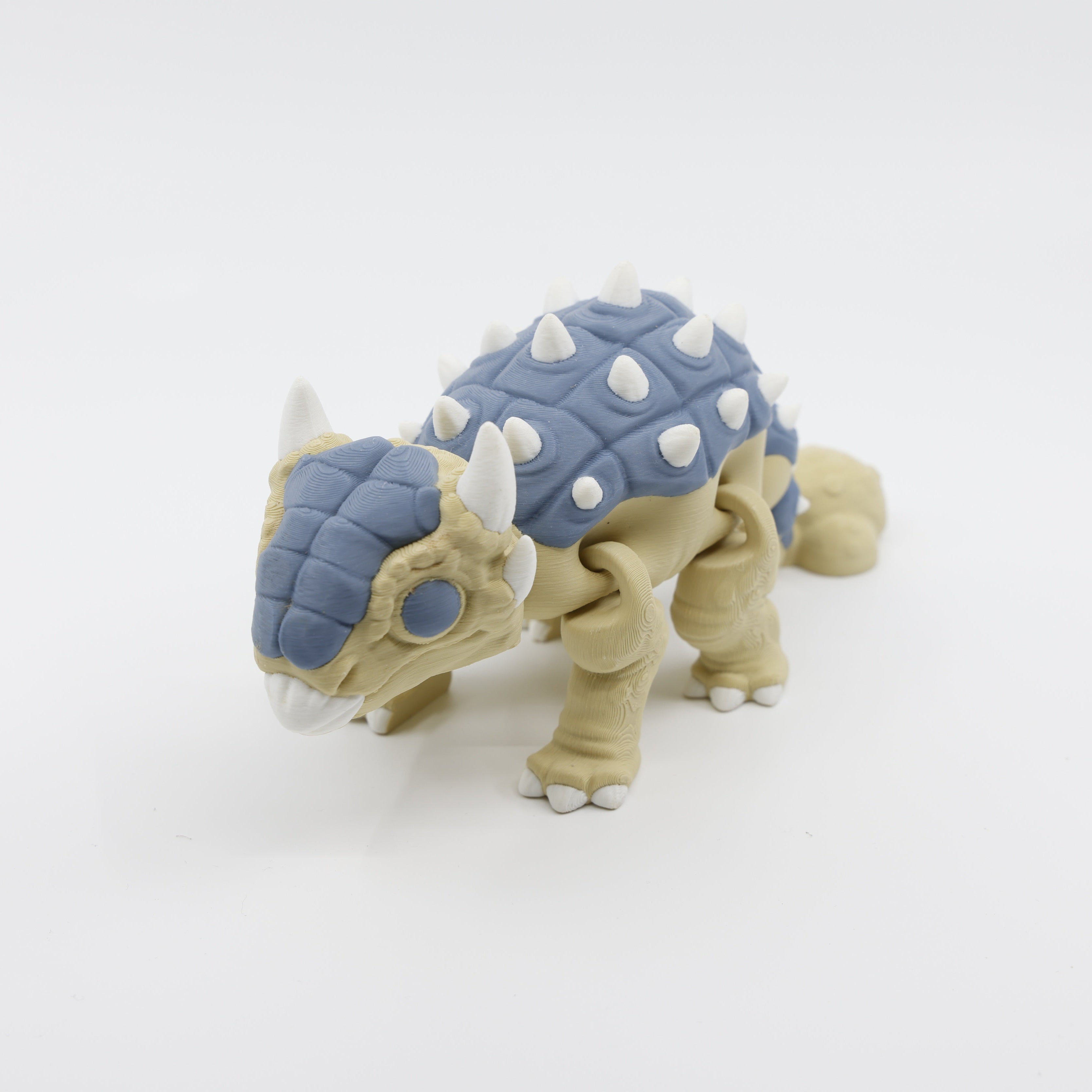 Front view of articulated Ankylosaurus fidget – 3D printed sensory fidget