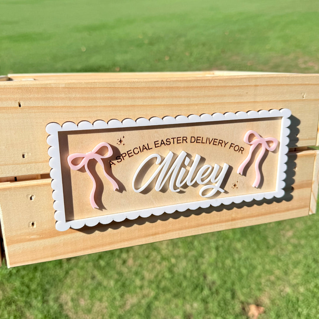Easter Scalloped Bow Name Plaque