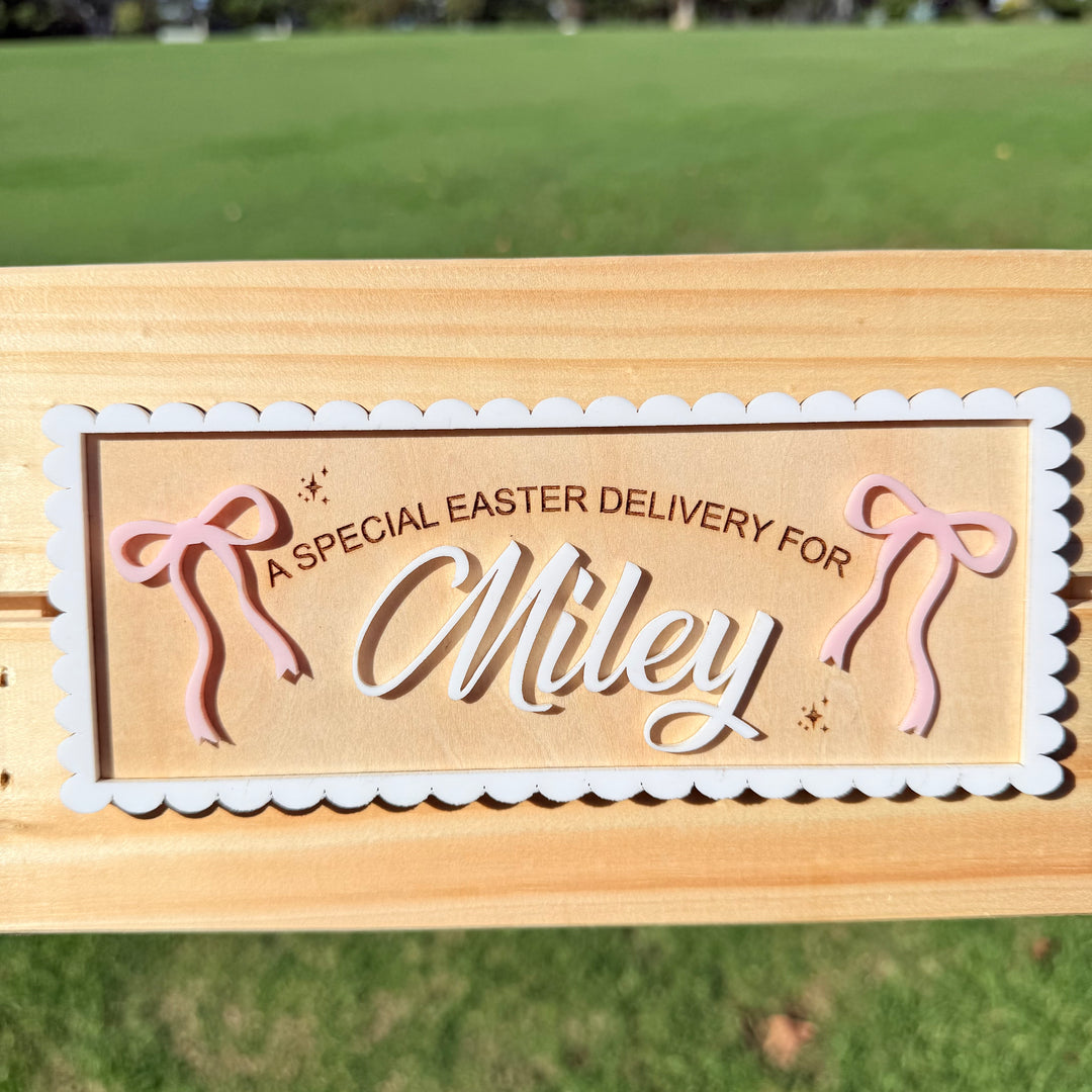 Easter Scalloped Bow Name Plaque