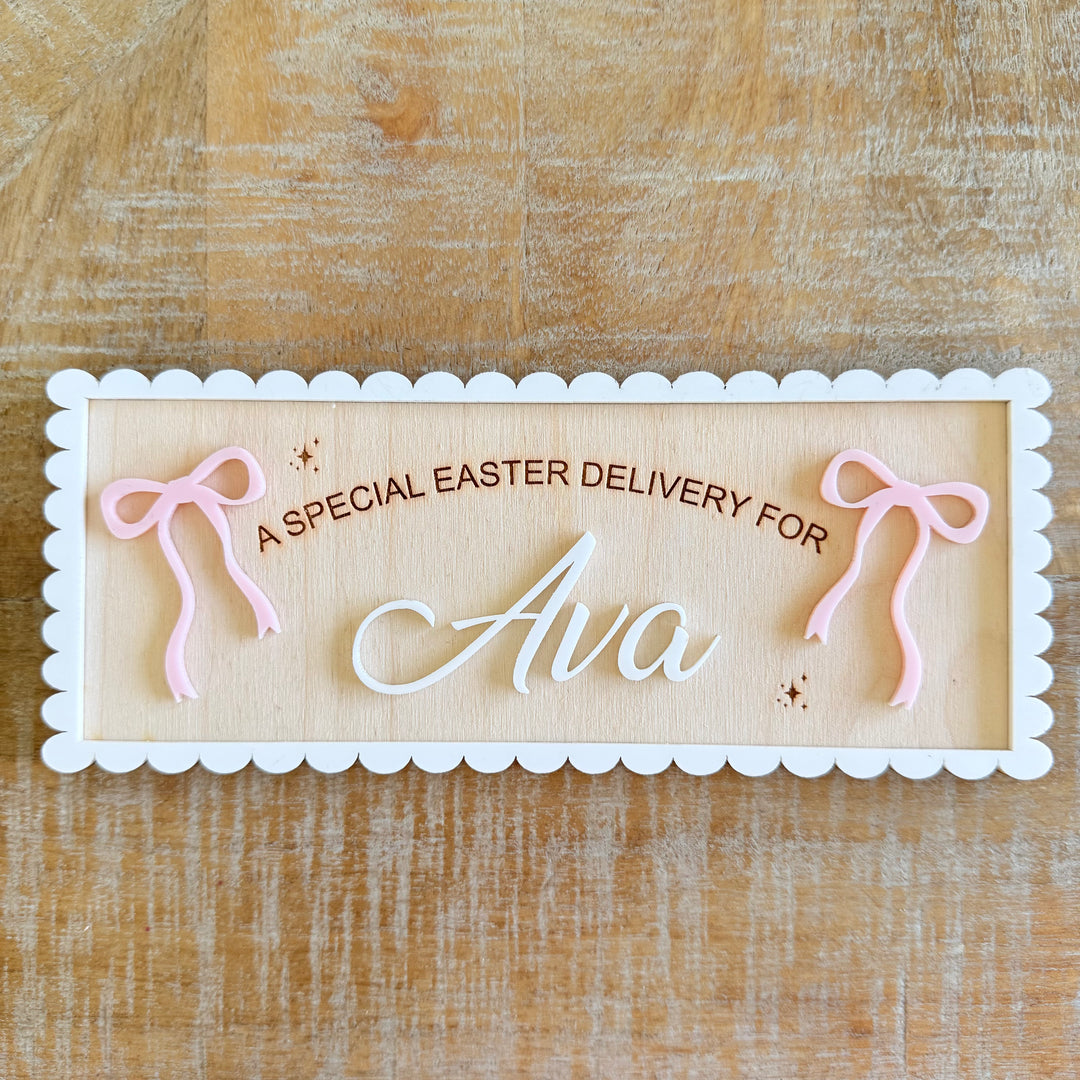 Easter Scalloped Bow Name Plaque