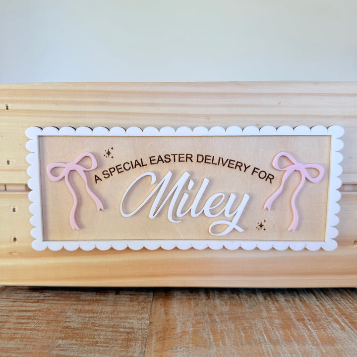 Easter Scalloped Bow Name Plaque