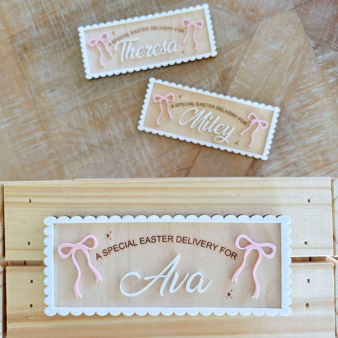 Easter Scalloped Bow Name Plaque