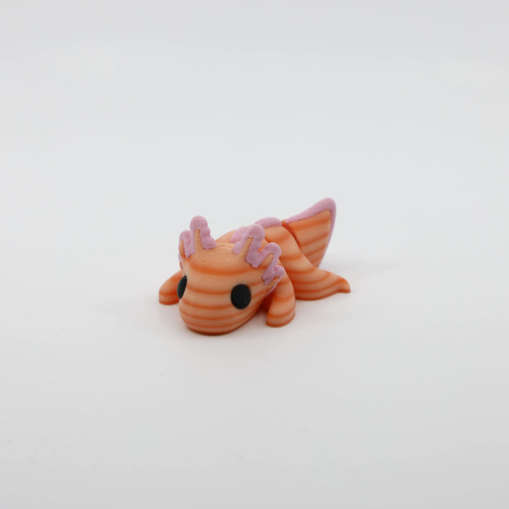 Front view of Mini Axolotl Fidget – a 3D printed articulated sensory toy