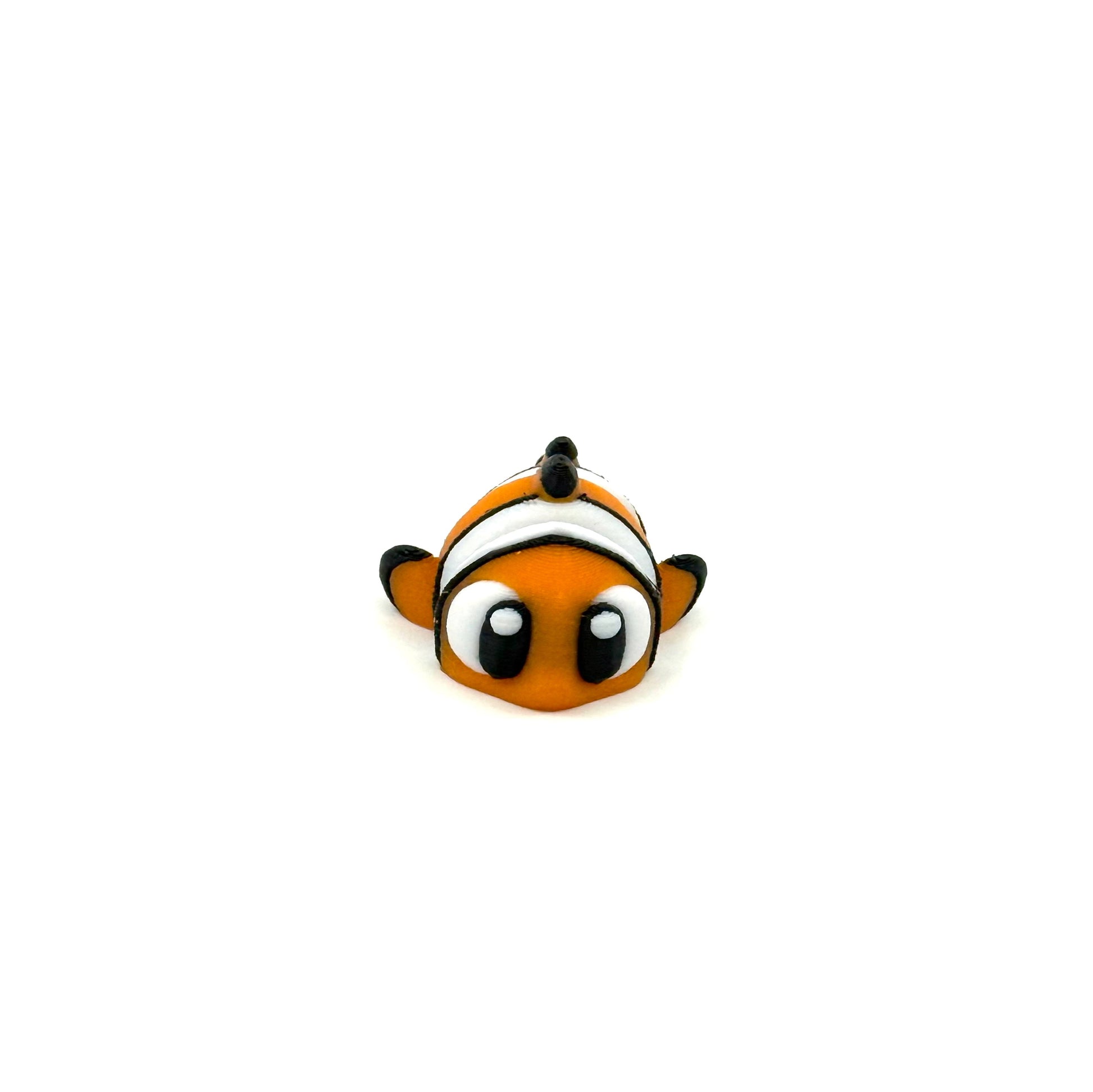 Front view of 3D printed mini clownfish articulated fidget