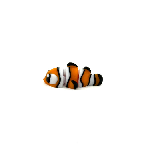 Side view of 3D printed mini clownfish articulated fidget